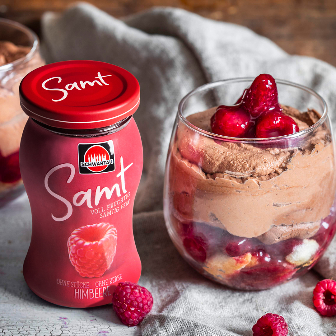 Samt Himbeer Schoko Trifle